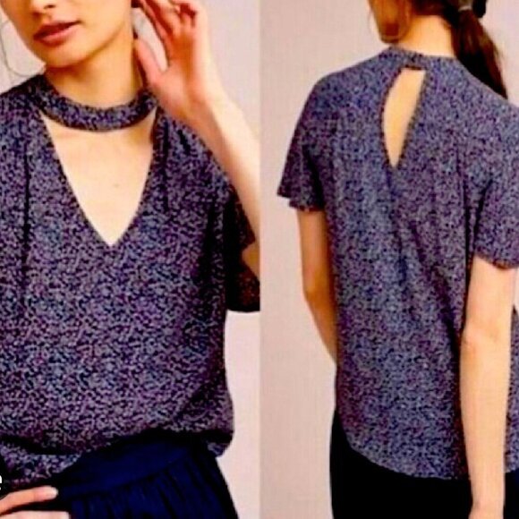 Anthropologie Maeve Bella Choker Flutter Sleeve Floral Blouse - Size XS - Picture 2 of 9
